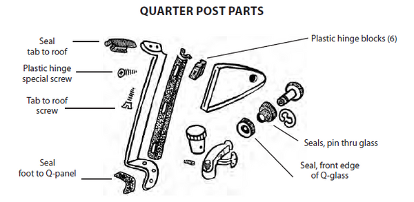 1/4 Window Post, Right, Used 60-71