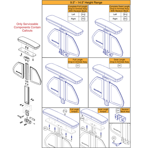Drop-in T-Arm,Desk/Full Lgth,9.5"-14.5"