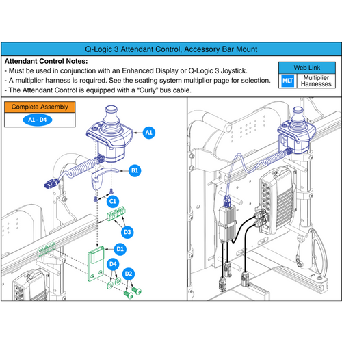 Q-Logic 3 Attendant Control, Accessory Bar Mounted