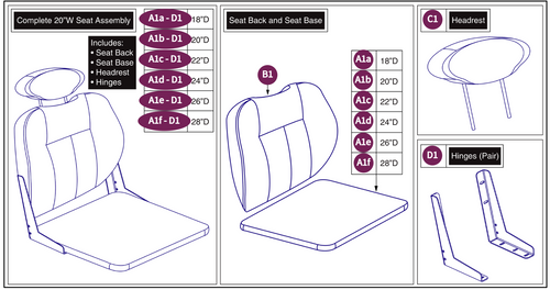20"W Hi-Back Vinyl,SolidSeatPan HD DLX Contour