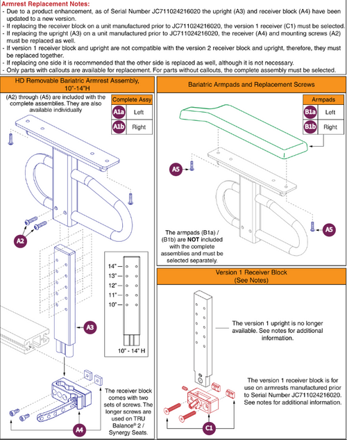 HD Bariatric Removable Armrest,10"-14"H,TB2
