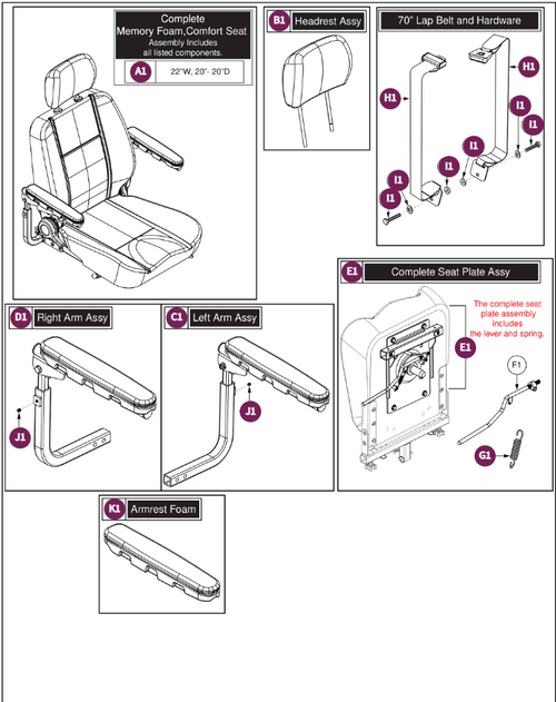 DepthAdj,Comf Seat,Hi-Back,115°Recl,22"x20"-22"D