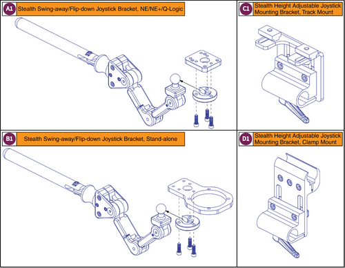 Stealth Swing-away/Flip Down Joystick Bracket&Mts