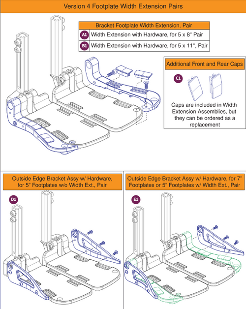 Width Ext,Outside Edge Guard,AdjFootplates,V4