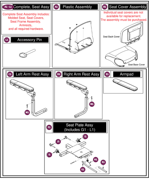 Seat Assy, 20"x18", BAJA Bandit