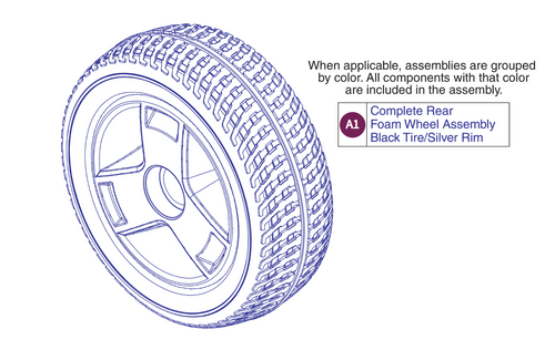Rear Wheel Assy, 4 Wheel, GoGo Sport