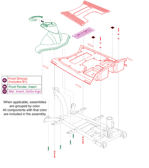 Frt Shroud, 3 Wheel, V2, GoGo Elite Traveller Plus
