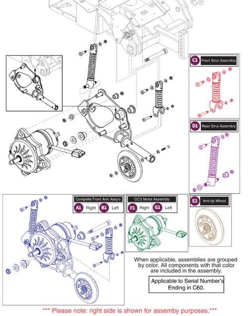 Anti-tip Assy w/Motor GC3,Low Cost, Group 2