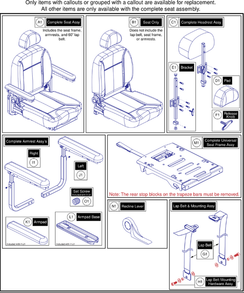 18"W x 18"-20"D Comfort Seat, 115° Ltd. Recline