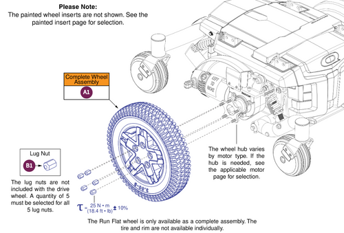 Run Flat Drive Wheel, Silver Rim/Charcoal Tire