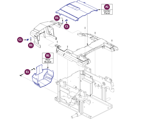 Shrouds-Rear Bucket,Center Panel, & Hw,Q6 Edge HD