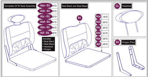24"W Hi-Back Vinyl,SolidSeatPan, HD DLX Contour
