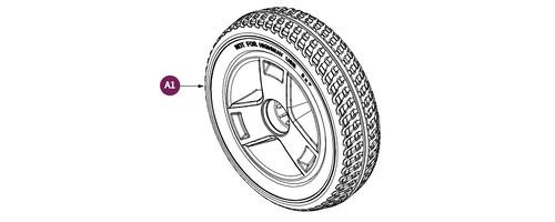 Frt 4-Whl,TRI-Spoke,Silver Rim/PU Foam Blck Tire