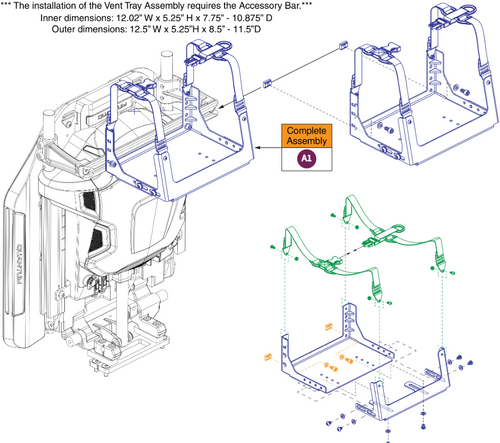 Vent Tray - Depth Adjustable - Accessory Bar Mount