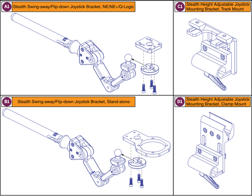 Swing-away/Flip Down Joystick Brackets,Mounts
