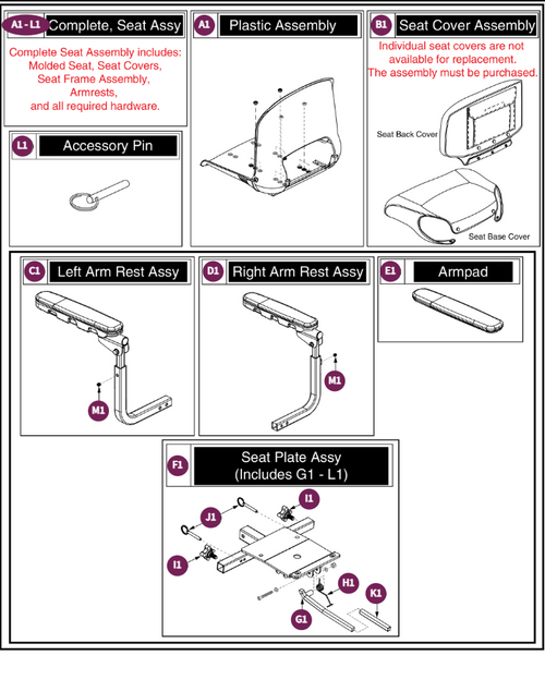 Seat w/out Underseat Storage Plastic,20"x18"