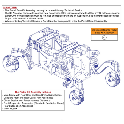 Partial Base Kit Assembly, Q6 Edge 3 Stretto