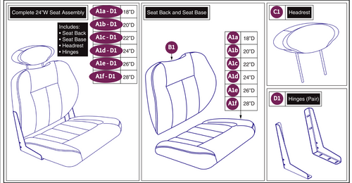 24" W Hi=Back Vinyl, HD DLX Contour