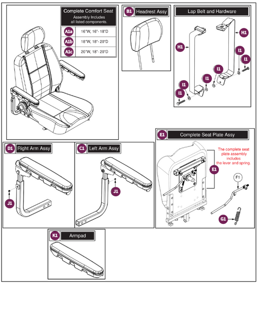 Black Vyl Comf Seat Hi-back,115°Ltd Recl. 16"-20"W