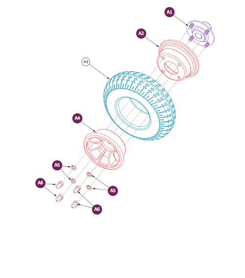 Rear Wheel Assy, Gray Tire/Black Rim