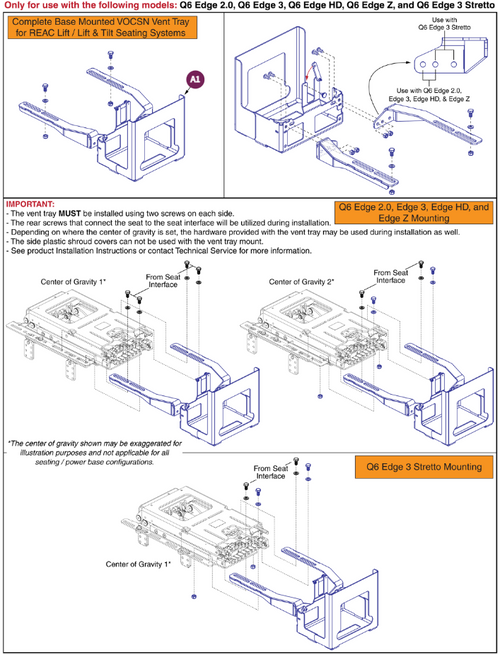 VOCSN Vent Tray for REAC Seating