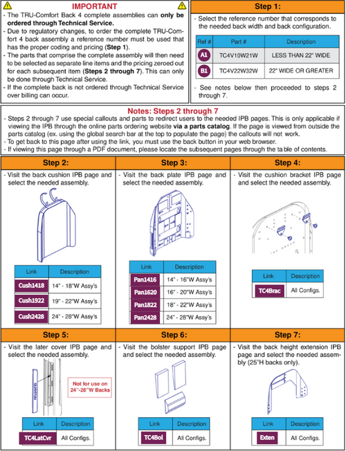 TRU-Comfort 4 Com Back Assy, TB3Redesigned Back