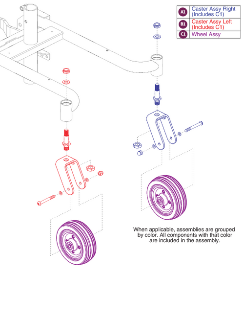 Rear Caster Wheel Assy,For S/N begining w/JB1orJB3