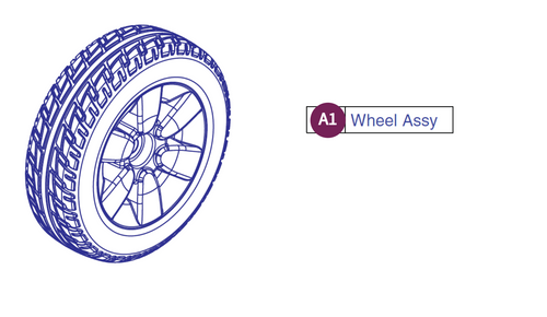 Flat-free Drive Whl Assy,10" Silver Rim/Black Tire