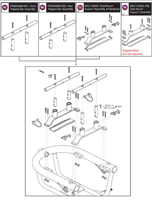 5" Center Seat Towers & Trapeze Bars