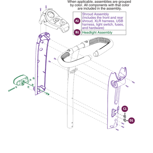 Tiller Shroud w/Headlight Assy