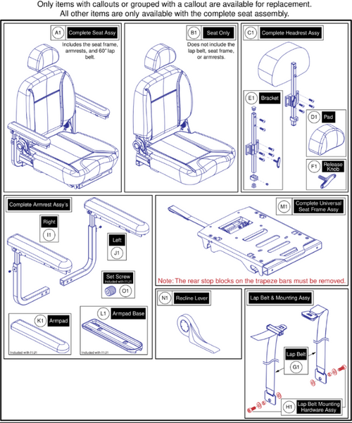18"W x 18"-20"D Comfort Seat, 115° Ltd. Recline
