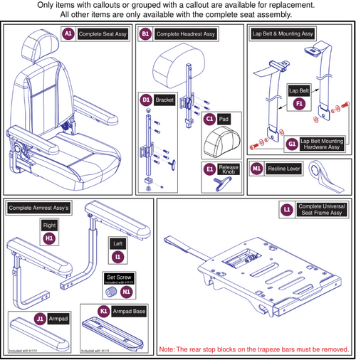 22"Wx20"-22"D Comfort Seat,115° LTD Recline