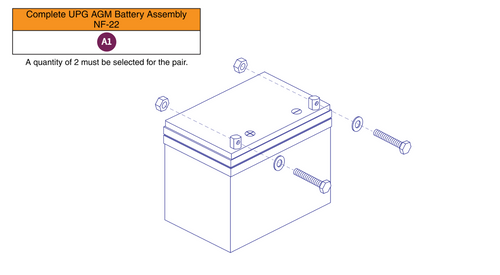 Universal, NF-22, AGM, Battery Complete Assy