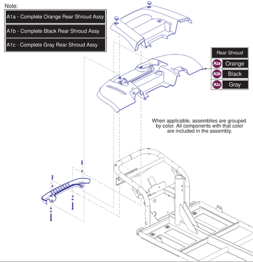 Rear Shroud Assy, Pursuit 2 Models prior to Phase3