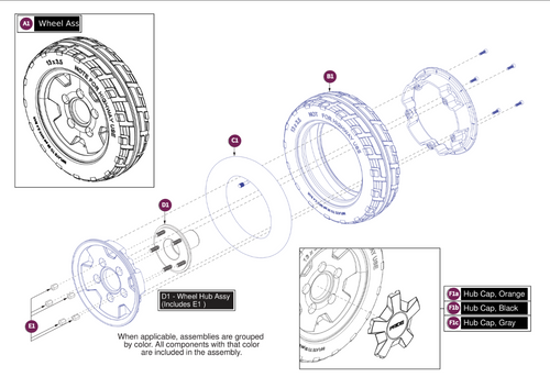 Rear Pneumatic Wheel Assy, Pursuit