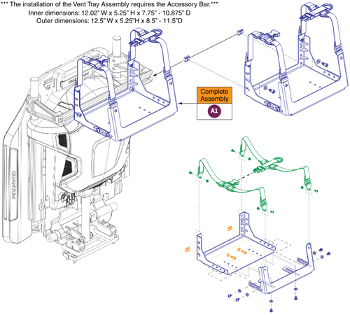 Vent Tray - Depth Adjustable - Accessory Bar Mount