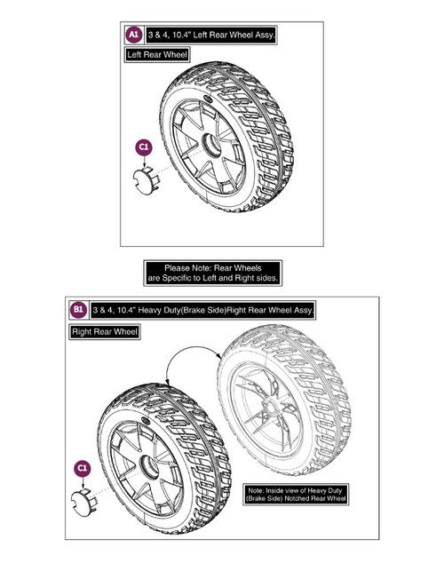 3 & 4 Rear Wheel Assy