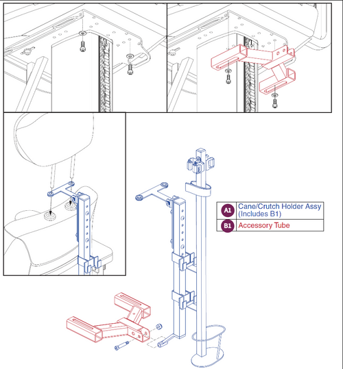 Cane/Crutch Holder Assy, Jazzy Air