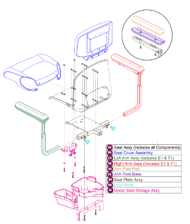 Molded Plastic Seat Assy w/Under Seat Storage
