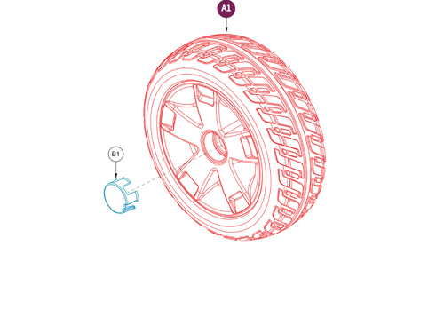 Rear Wheel Assy, Black Trim/Silver Rim