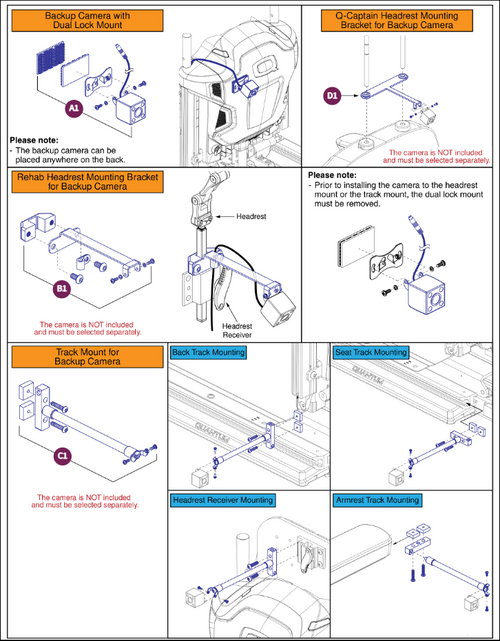 Quantum Backup Camera, Std Mount & Headrest Mount