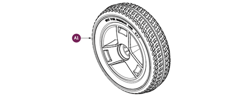 Rear Whl,8"TRI-Spoke,Silver Rim/PU Foam Black Tire