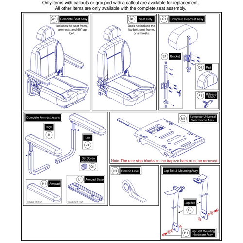 18"W x 18"-20"D Comfort Seat, 115° Ltd. Recline
