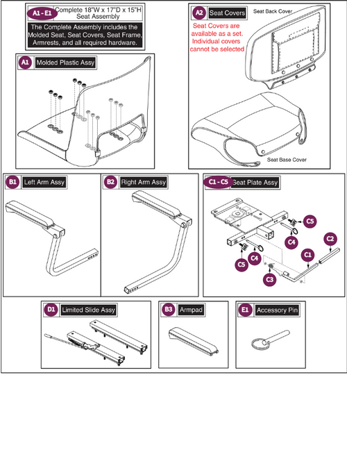 Foldable, Molded Plastic Seat, 18"W x 17"D