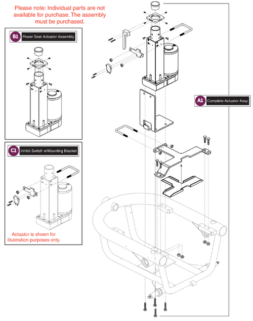 Universal, Friction Lock Power Seat Actuator Assy