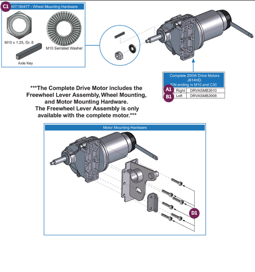 Motor Assy, Dynamic Jazzy 614 HD