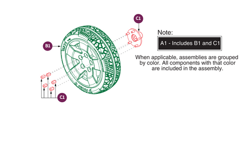 Rear Flat Free Wheel Assy, Pursuit, S713