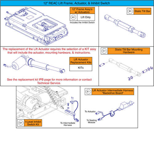 12" REAC Lift Only Frame,Actuator,& Inhibit Switch