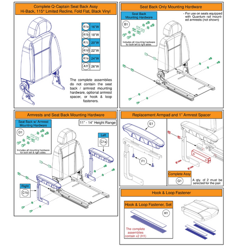 Q-Capt,Hi-Back,Solid Seat,115°LTD Recl,Black Vinyl