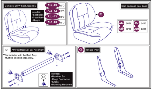 28"W  Medium-Baack Vinyl, DLX Contour